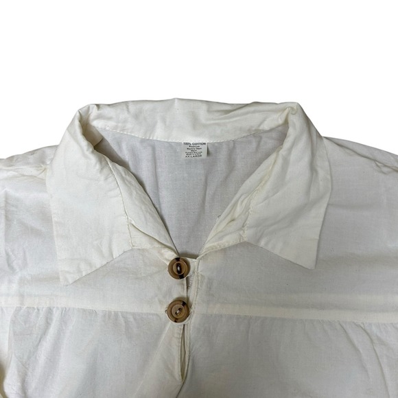 Handmade Wood Buttons Oversized Tunic Top‎ Size 2XL Natural Earthy Lagenlook - Picture 2 of 10